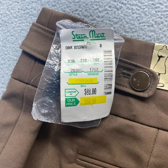 Boutique Essentials Brown Dress‎ Pants Size 8 Wide Leg,Cotton,Zipper - Picture 10 of 15